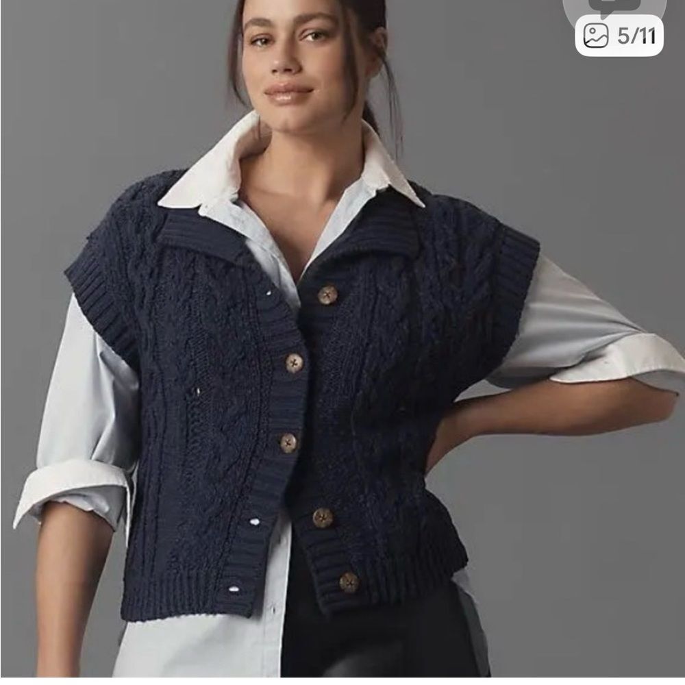 Pilcro Collared Cable Knit Cardigan Sweater Vest Size 3X